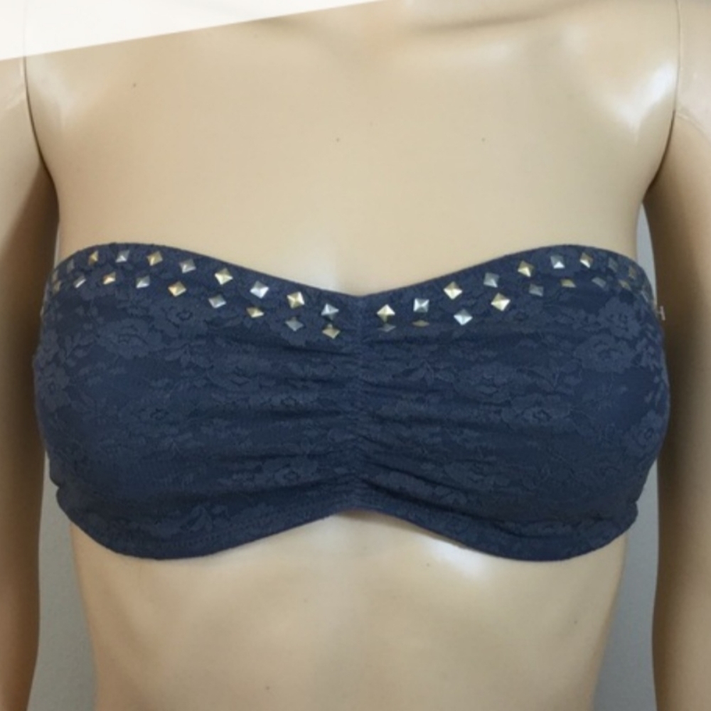 Victorias Secret Pink - grey lace bandeau bra M